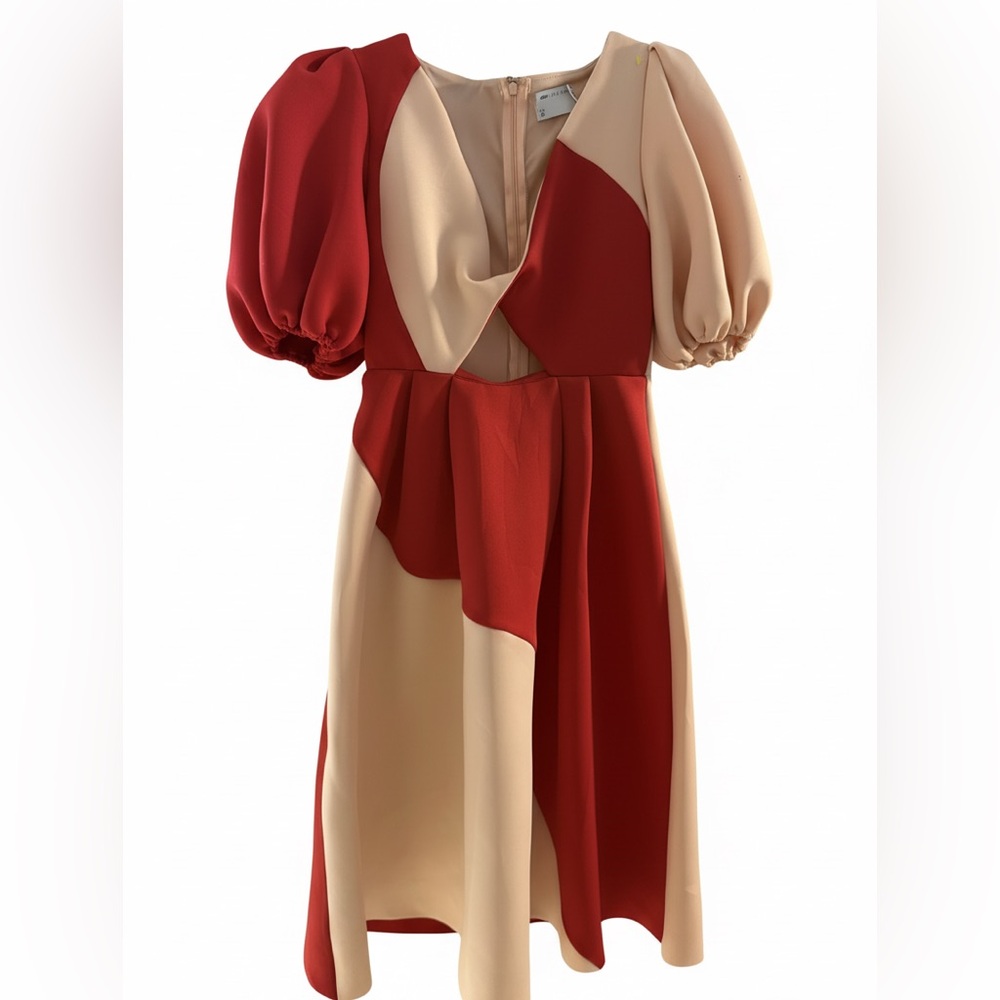 Elegant Red and Cream Women's Dress